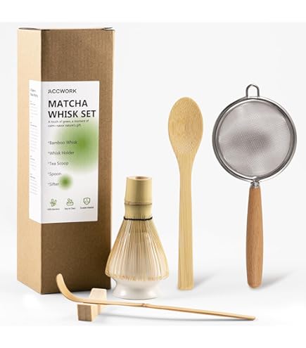 4 Pièces Matcha Kit Ceremonie Japonais, Jaune Fouet En Résine