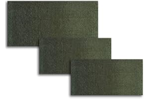 Confezioni.Giuliana Tris Camera da Letto scendiletto 3 tappeti ciniglia Classico Tinta Unita Verde Scuro