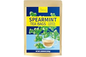 TeeLux Spearmint Tea Bags 100 Count, 100% Pure Spearmint Leaf, Refreshing, Caffeine Free, Natural Herbal Tea, Biodegradable Tea Bags
