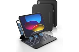 Dexnor for iPad (A16) 11th/10th Generation Case with Keyboard Ultra-Light Magnetic Detachable Folio Keyboard Cover Multi-Touch Trackpad Backlit for iPad 10th Gen 10.9" (2022)/11th Gen (2025), Black