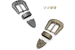 HASLED Boucles de Ceinture Western en Alliage - Lot de 2 Pièces - Style Vintage Gaufré - Compatible Ceintures Homme/Femme - Fixation par Rivets, La Largeur de la Ceinture ne Doit pas Dépasser 29,5 mm
