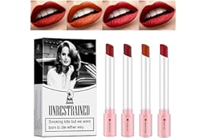 ‎TITIMORE TITIMORE 4 Farben Zigaretten Mattes Lippenstift Lana Del Rey Lipstick Langanhaltendes Lipgloss Tube Lippenstift Set Rauchetui Design Feuchtigkeitscrem Antihaft Tasse Nicht Verblassen Lipstick Makeup