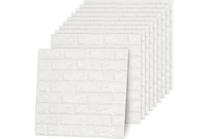 LYSTAO 3D Brick Wall Panels, DIY Self Adhesive Stone Effect Wallpanels Waterproof PE Foam Wall Tiles Sticker for Interior Wall Decor Bathroom Kitchen Living Room Bedroom