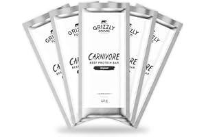 ‎GRIZZLY FOODS Grizzly Foods • Carnivore Beef Bars (5 x 40g) • 100% Rindfleisch • Über 40% Protein • Ohne Zucker & Zusätze • High Protein Low Carb Snack • Fleischriegel für Sport, Fitness, Muskelaufbau & unterwegs