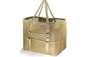 REETEE Grand Sac de Plage XXL en Maille Pliable Avec Multi-Poches - Grande Capacité, Anti-Sable, Pour Femme - Idéal Pour Natation, Gym, Camping, Shopping