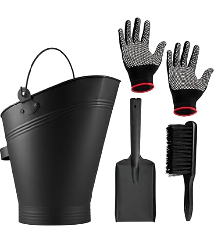 Valiant Kamin-Eimer Set Schwarz - Aufbewahrung Für Holz, Asche & Anzünder