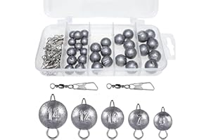 GMMG 30 Piezas Plomo de Pesca Peso de Pesca en el Mar Fishing Cheburashka Pesos de Pesca con Conector de Enclavamiento a Presión(5g 7g 10g 12g 14g)