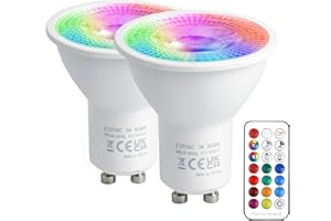 VARICART Ampoule LED GU10 5W 12 Couleurs Ampoules Spot LED Changement de Couleur RGBW, Dimmable avec Télécommande RGB Blanc Froid 6000K 50W Equiv, pour Luminaire Sur rail Applique Murale (paquet de 2)