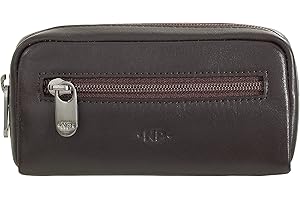Nuvola Pelle Estuche Llavero para Hombre y Mujer elaborado en Piel Genuina con Cremallera y 2 Anillas Marron Oscuro