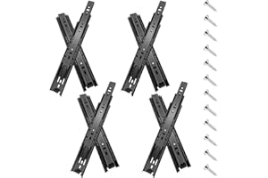 Sulawskys 4 paires glissières de tiroir 55 cm (8 pièces),glissiere pour tiroir, montage latéral,extension complète,coulisse tiroir avec roulements à billes, capacité de 45 kg, noir