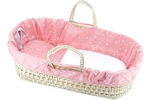 Petitcollin Vilac - Couffin avec Garnissage Corail Etoilé - Jouet en Tissu Doux - Confort et Elégance pour Poupée - Jusqu'à 50 Cm pour Les Enfants - À Partir de 3 Ans, Beige
