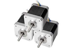 RATTMMOTOR Motore passo-passo 3 pezzi Nema 17 stepper, motore passo-passo a doppio albero, 4 fili, motore trapuntato 1,8 A, 52 N.cm, 2 fasi 1,8 gradi, 42 x 42 x 48 mm, per stampante 3D/fresatrice CNC