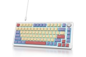 SbocKeeb 75% klawiatura z pokrętłem, niestandardowa przewodowa mechaniczna klawiatura do gier TKL 75 procent, uszczelka kremowa klawiatura RGB podświetlana, amerykańska QWERTY, wstępnie nasmarowany