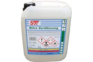 STC Nitroverdünnung 5 L – Universalverdünner für Lacke, Farben, Werkzeuge – Nitro Verdünner für Pistolenreinigung und Oberflächen – Rückstandsfrei, schnelltrocknend – Profiqualität – Made in Germany