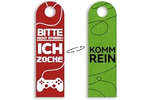 NICEIN 2pcs Türbehang aus Filz Bitte Nicht Stören,ich Zocke oder-KOMM REIN-Zocker Geschenk,Gamer Zimmer Deko,Gamer Geschenks,Teenager Jungen Geschenk,Coole Personalisiert Lustiges Zockers Deko(Grün)