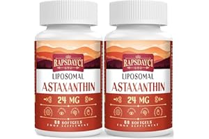 RAPSDAYCI Liposomal Astaxanthin Supplement 24mg Per Serving, Powerful Antioxidant Formula Than VIT C, Eye & Immune Health Support, Superior Absorption (120 Count (Pack of 2))