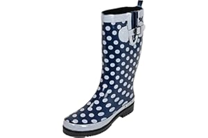 MADSea Bottes Caoutchouc Femme Ocean High Bleu Foncé Bottes de Pluie Tige Haute