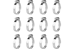 MUZHUPGUZ 12 STK Schlauchschellen Edelstahl, Einstellbare 8-16 mm Schlauchschellen Set, Schlauchklemmen 304 Edelstahl Rohrschellen Schraubschellen Set für Waschmaschine Poolschlauch
