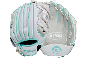 Wilson A200 Basebollhandske och fångsthandske för ungdomar till T-ball och baseboll, storlekar 23–25 cm, höger- och vänsterhandskast, flera modeller