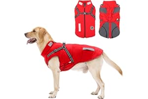 AISUOWA Cappotto Cane Invernale, Cappotto per Cani Impermeabile con Fodera in Pile Giacca Invernale Calda Lavabile con Strisce Riflettenti, Giacca Antivento per Cani di Piccola Taglia Grande Media