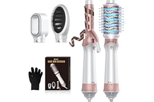 UMIGA 4 in 1 Hair Styler Hair Dryer Brush Set Multi-use Styling Tools Hair Styler Brush for Styling Hair Curler Curling Tongs Hairbrushes Hairdryers Women Gifts, White