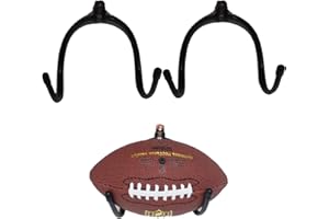 AUXPhome Rack mit verstellbaren Haken Ausrüstung Organizer Aufbewahrung — W Claw Wandhalterung Fußball Halter Ball Display Rack für Helm, Handschuhe, Mäntel, Hüte/Metall und Silikongummi Schwarz