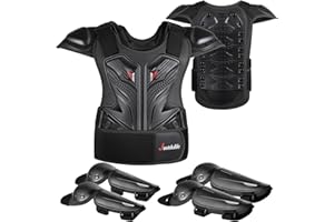 JUSTDOLIFE Équipement De Protection De Moto pour Enfant, 5 PièCes Nouveau Type GenouillèRe Respirante CréAtive Equipement Moto Cross Enfant pour Tout-Terrain Cyclisme Ski Patinage