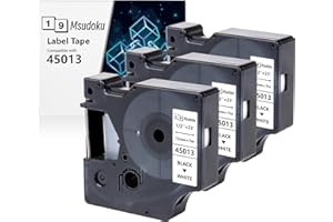 3x Msudoku 45013 12mm x 7m Compatibile con Dymo D1 45013s S0720530 Nastro per Etichette Sostituzione per Ricariche per Etichettatrici Dymo per Stampanti LabelManager 160 210D 280, Nero su Bianco