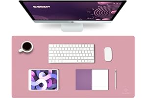 K KNODEL Tischunterlage, Schreibtischunterlage, 80 x 40cm PVC Tischunterlage, Laptop Tischunterlage, wasserdichte Schreibunterlage für Büro- oder Heimbereich, doppelseitig (Purpur/Rosa)