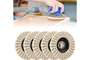 MPLEHDA Lot de 5 Disques De Polissage 125 MM X 22,2 MM en Feutre de Laine, Disques de Polissage en Feutre Brillant pour Ponçage et Polissage en Peinture, Acier Inoxydable, Bois et Plastique