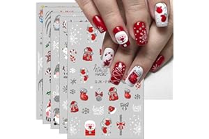 JMEOWIO Paillette Noël Stickers Ongles Nail Art 10 Feuilles Autocollants Ongles Autoadhésif Deco Ongle Nail Art Design Manucure