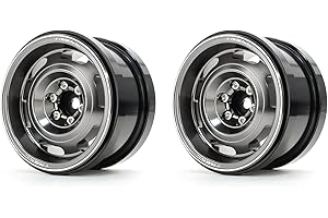 Treal Aluminium 2.2 Beadlock Wheels Rims(2) pcs Vintage Wheel Fit RC Crawler Mud Truck 2.2 Tires -Type B (Grey)