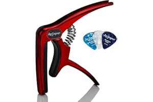 Leo Jaymz Heavy Duty Guitar Capo for Acoustic/Electric Guitars, Guitar Clip made of Zinc Alloy Metal, Guitar Clamp for Bass Classical Guitar, Ukulele, Mandolin,Banjo (Red)