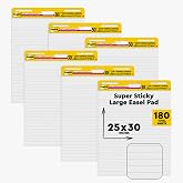 Post-it S&uuml;per Yapışkan Ş&ouml;vale Pedi, 60 x 76 cm, 30 Yaprak/Ped, 6 Ped (561WL VAD 6PK), B&uuml;y&uuml;k Beyaz Astarlı Premium Kendinden Y
