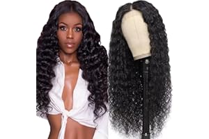 GSOROEL Water Wave Human Hair Wig 5x5 Lace Front Wig Natürliche Gewellt Welle Echthaar Perücke für Damen Schwarz Perücken 100% Brasilianisches Echthaar Perücken mit Babyhaar 150% Dichte 16 Inch