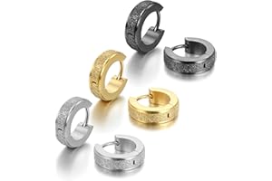 Cupimatch Stainless Steel Womens Small Huggie Hoop Earrings Men Ear Studs Gift Set (3 Pairs)