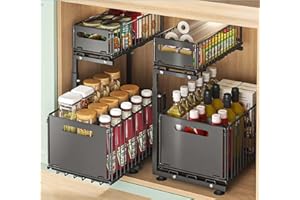 HASA zone 2 Livelli Estraibile Organizer Sottolavello Cucina, Nero（1 pezzo）