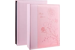 Miaikoe Album Photo 10x15 300 Pockette, Grande Capacité Couverture en Cuir Mariage Album de Famille Pour 300 Photos Horizontal 10x15cm (Rose)