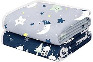 Yukkidds 2er-Pack Bettunterlage Wasserdicht Kinder, Waschbar PIPI Unterlage Bett Kinder, Betteinlage Inkontinenz Bettunterlage 75x90 cm (Dunkelblau)