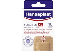 Hansaplast FLEXIBLE XL, Cerotti medicazione per articolazioni, ginocchia e gomiti, Cerotto flessibile e resistente all'acqua che si adatta ai movimenti, 1 Confezione da 10 cerotti grandi 5 x 7,2 cm