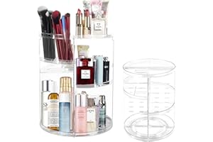 AZKEEGREY Acrylic Rotating Cosmetic Organiser, Clear 360 Rotating Makeup Organiser 6 Layers, Adjustable Spinning Makeup Organiser Stand for Countertop Bathroom Dresser