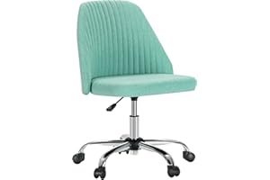 ‎SWEETCRISPY Sweetcrispy Niedlicher Schreibtischstuhl mit Rollen, Bürostuhl ohne Armlehnen, 113kg belastbar, Höhenverstellbarer Schminkstuhl Drehstuhl für Kleine Räume Heimbüro, Moderner Stoff, Desk Chair