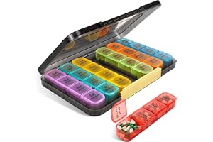 BUTBU pillerlåda, veckopillerlåda, 7 dagar 4 gånger om dagen, svart | 28 fack reseförvaring för , bärbart pillerfodral, medicinarrangör för vitaminer, kosttillskott, medicin