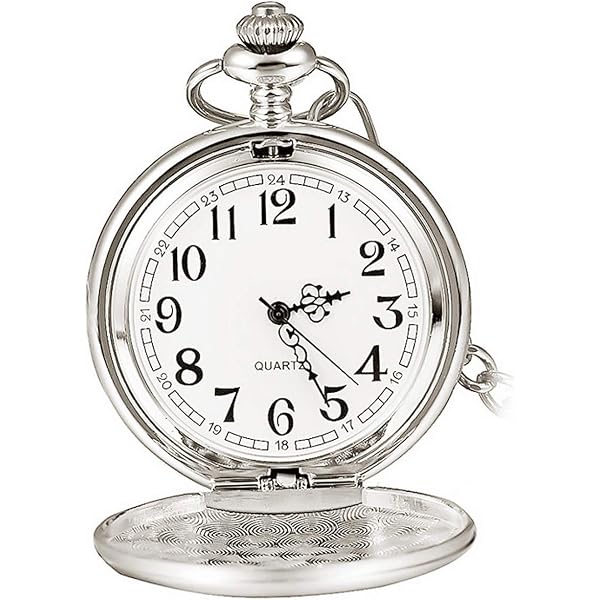 ManChDa® Uomini Steampunk Trasparente Viso aperto Orologio da tasca Argento Quadrante scheletrato con Catena Scatola regalo