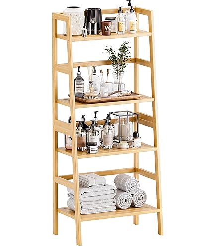 Boekenkast 5 Niveaus Industriële Ladderplank - Houten En Metalen Boekenrek Moderne Rekken Voor Woonkamer En Kantoor Rustieke Bruine Plankenrek Met Ladderdesign