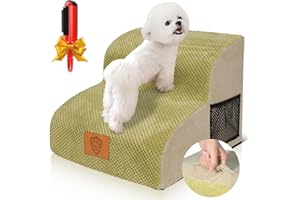Midyb Schody dla małych psów, 2 stopnie schodów dla zwierząt domowych, do łóżka, sofy, z gąbki, z poszewką nadającą się do prania i antypoślizgowym podłożem, 40 x 40 x 30 cm