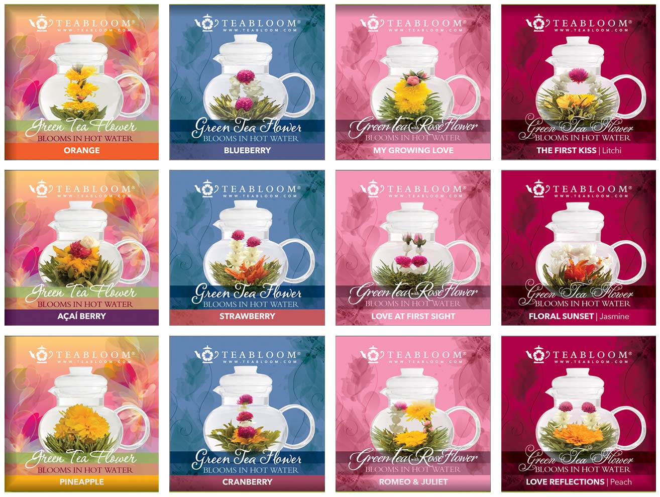 Teabloom Confezione Fiori di Tè - Selezione Fiori di Tè di Prima Qualità dai Giardini Più Belli del Mondo - 12 Varietà… - immagine 4