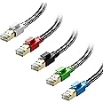 Cat 8 Ethernet Cable 3 ft 5 Pack Multi Color, Nylon Braided High Speed Heavy Duty Network LAN Patch Cord, 40Gbps 2000Mhz RJ45 Flat Internet Cable Shielded in Wall, Indoor&Outdoor for Modem/Router/PC