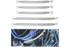 Wjelet 5 Pcs Gearbox Earth Strap, Universal Engine Ground Strap Automotive Kit, Heavy Duty Car Anti Static Flex Strip Earth Strap for Most Vehicles with Ring Terminals