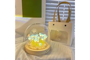 EONANT Veilleuse tulipe à faire soi-même, imitation fleur faite à la main décoration de la maison chambre à coucher lampe de table enfants et filles amoureux cadeaux atmosphère lampe de bureau